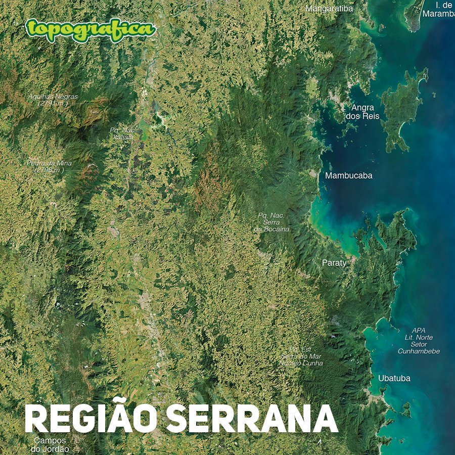 Poster Mapa de SP – São Paulo e e Litoral – 21x60cm – Topografica
